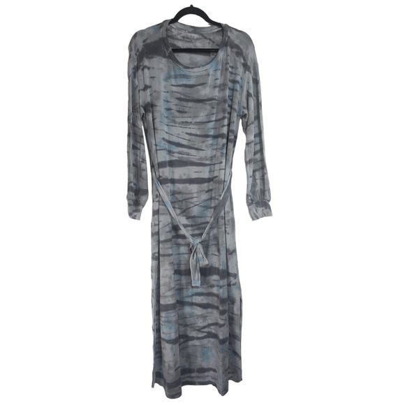 Dolan Anthropologie Gray Tie Dye Knit Midi Dress Women's size L Belt Rayon - Picture 1 of 11
